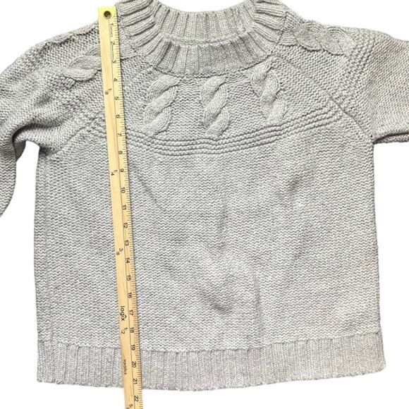 Aerie Womens Size M Gray Heavy Cotton Cable Knit Long Sleeve Sweater - Picture 4 of 9